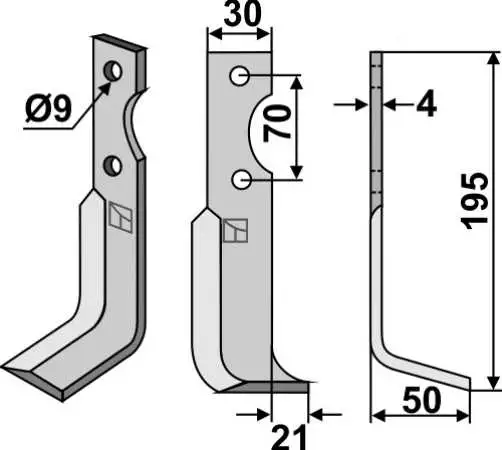 Fräsmesser 195x30mm, rechts